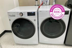 LG washer and dry in white next to each other in laundry room