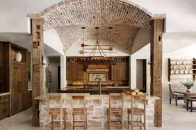 kitchen with german schmear brickwork and rustic design