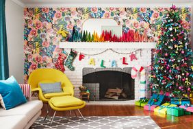 Colorful living room with Christmas decorations