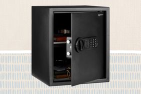 One of the best home safes on a patterned background. 