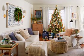 blue detail christmas living room