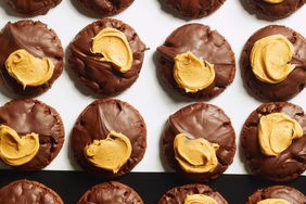 Chocolate Buckeye Cookies with peanut butter dollops