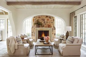 stone fireplace living room