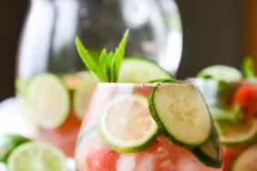 Cucumber-Watermelon Sangria glass