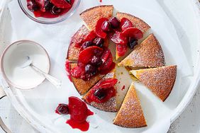 french yogurt cake with berry compote