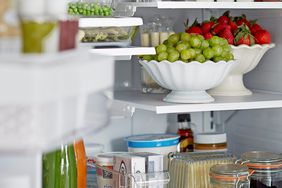 inside fridge view food organization shelving