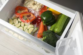 vegetables in a crisper drawer