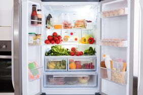 open fridge with food