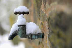 an outdoor frozen pipe