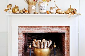 mantel with gold fall decorations