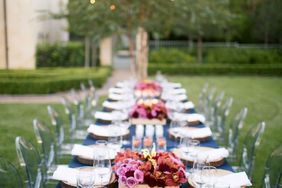 outdoor dinner table with place settings