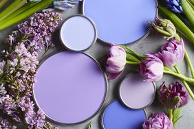 purple paint color lids with flowers