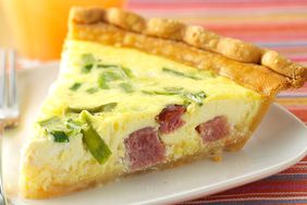 Quiche with ham and green onions