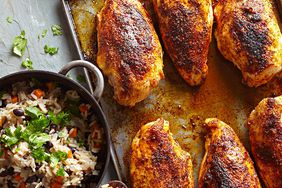 Baked Chicken Breasts with Black Bean Rice Pilaf