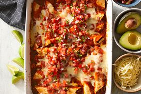 Beef Enchiladas with toppings on board