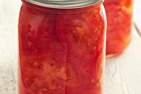 sliced tomatoes canned in jar