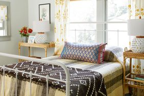 Liz Strong home mixed patterns in bedroom