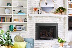 white brick fireplace